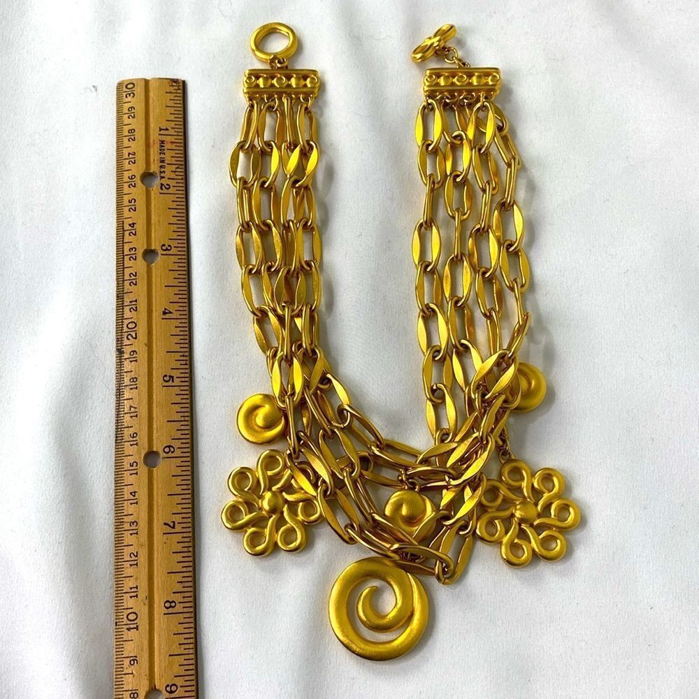 Givenchy Gold With Charms Multi Strands Statement Necklace. - Picture 11 of 11